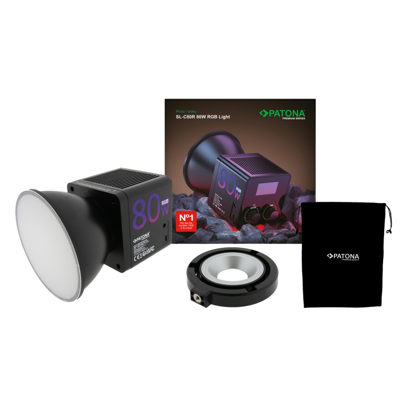 PATONA Premium Lampa LED RGB SL-C80R – 80W do fotografii i wideo + adapter Bowens