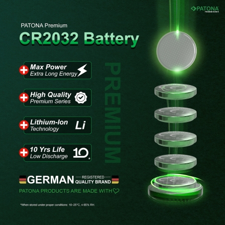 PATONA Premium Bateria guzikowa CR2032 3V (10 sztuk)