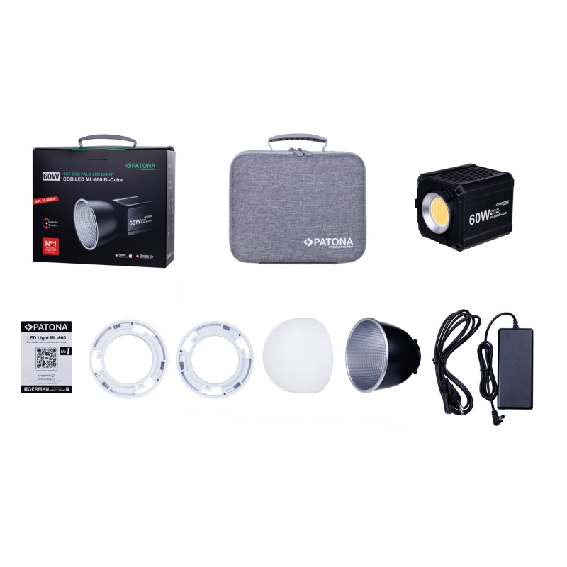 PATONA Premium LED Profesjonalna Lampa Foto Wideo LED COB 60W ML-600 | Mocowanie Bowens | Torba transportowa PATONA Premium LED Profesjonalna Lampa Foto Wideo LED COB 60W ML-600 | Mocowanie Bowens | Torba transportowa