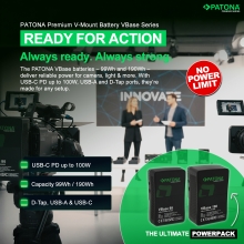 PATONA Premium Akumulator V-Mount VBase 190 PD100 190Wh USB-C USB-A D-Tap PATONA Premium Akumulator V-Mount VBase 190 PD100 190Wh USB-C USB-A D-Tap