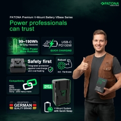 PATONA Premium Akumulator V-Mount VBase 190 PD100 190Wh USB-C USB-A D-Tap