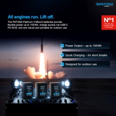 PATONA Platinum Akumulator V-Mount BP-75W PD65 74Wh USB-C USB-A D-Tap Wyjście DC w zestawie z twardym etui ochronnym