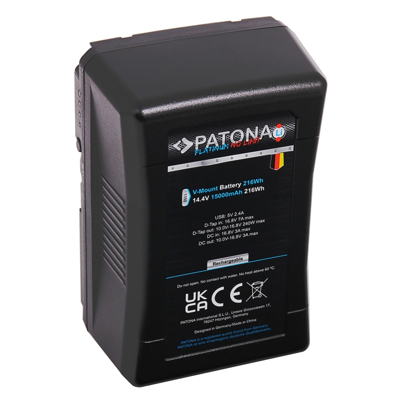 PATONA Platinum Akumulator V-Mount 24A 216Wh 15000mAh – D-Tap / DC / USB (do kamer Blackmagic, RED, Sony i lamp LED)