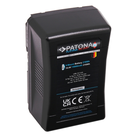 PATONA Platinum Akumulator V-Mount 24A 216Wh 15000mAh – D-Tap / DC / USB (do kamer Blackmagic, RED, Sony i lamp LED)