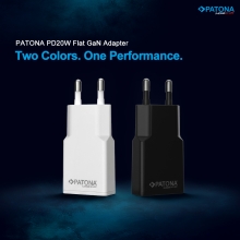 PATONA Platinum Ładowarka płaska GaN PD20W 1x USB-C PD3.0 QC3.0 (czarna)