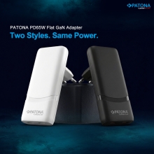 PATONA Platinum Ładowarka płaska GaN PD65W 2x USB-C PD3.0 QC3.0 (czarna)