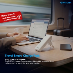 PATONA Platinum Ładowarka płaska GaN PD65W 2x USB-C PD3.0 QC3.0 (czarna)