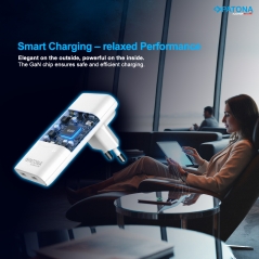 PATONA Platinum Ładowarka płaska GaN PD65W 2x USB-C PD3.0 QC3.0 (czarna)