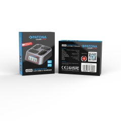 PATONA Platinum Szybka Ładowarka 4-kanałowa USB-C PD/QC do Sony NP-FZ100 (45W)