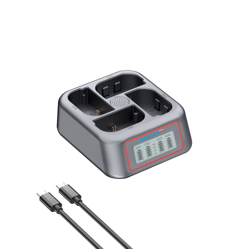 PATONA Platinum Szybka Ładowarka 4-kanałowa USB-C PD/QC do Canon LP-E6 LP-E6N LP-E6NH LP-E6P (45W)