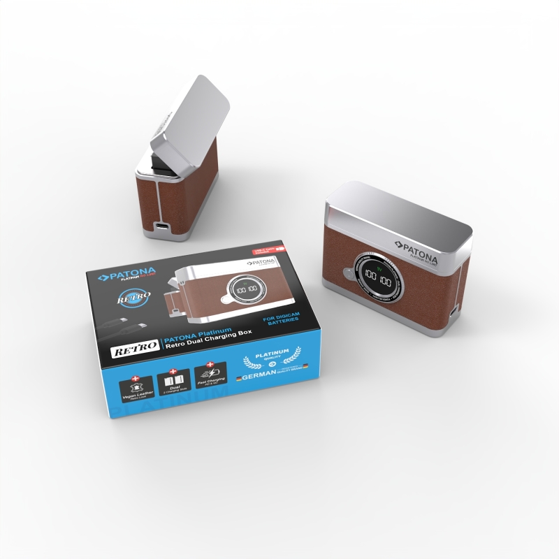 PATONA Platinum Retro Dual Charging Case USB-C do Sony NP-FZ100 – ładowarka + etui (PD/QC, LED)