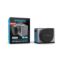 PATONA Platinum Uniwersalny adapter podróżny PD70W (2597) – 3× USB-C + 1× USB-A z magnetycznym zwijaczem kabla USB-C