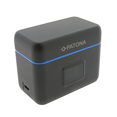 PATONA Etui ładujące Dual Slot USB-C do Insta360 X5 – ładowanie 2 akumulatorów + schowek na 2× karty microSD