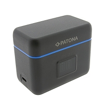 PATONA Etui ładujące Dual Slot USB-C do Insta360 X5 IS360X5B – ładowanie 2 akumulatorów + schowek na 2× karty microSD