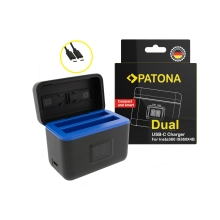 PATONA Etui ładujące Dual Slot USB-C do Insta360 X4 IS360X4B – ładowanie 2 akumulatorów + schowek na 2× karty microSD