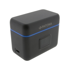 PATONA Etui ładujące Dual Slot USB-C do Insta360 X4 IS360X4B – ładowanie 2 akumulatorów + schowek na 2× karty microSD