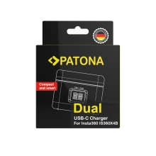 PATONA Etui ładujące Dual Slot USB-C do Insta360 X4 IS360X4B – ładowanie 2 akumulatorów + schowek na 2× karty microSD
