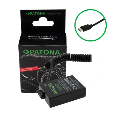 PATONA Premium Adapter Dummy akumulatora Canon LP-E8 / LP-E8+ z USB-C – do EOS 550D / 600D / 650D / 700D