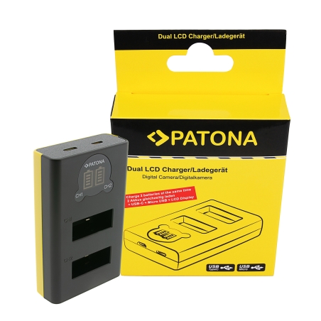PATONA Ładowarka Dual LCD USB GoPro Max 2 – do akumulatorów AMBAT-001