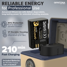PATONA PROTECT Retro Dual Zestaw Ładowarka z 2 akumulatorami Canon LP-E6P / LP-E6NH / LP-E6N / LP-E6