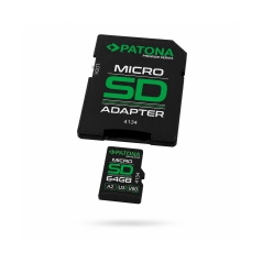 PATONA Premium Karta pamięci Micro SD XC 64GB Class 10 U3 V60 z adapterem SD