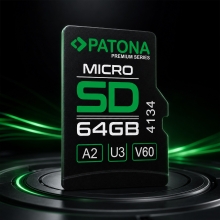 PATONA Premium Karta pamięci Micro SD XC 64GB Class 10 U3 V60 z adapterem SD