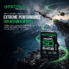 PATONA Premium Karta pamięci Micro SD XC 64GB Class 10 U3 V60 z adapterem SD
