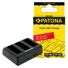 PATONA Potrójna Ładowarka do DJI Osmo Action 3 / 4 / 5 / 6 BCX202