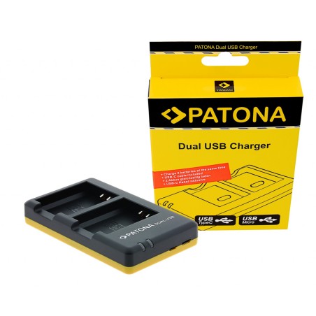Podwójna szybka ładowarka PATONA f. Canon LP-E10 LPE10 w tym. Kabel USB typu C