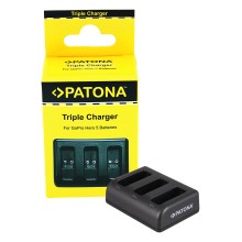 Potrójna ładowarka PATONA f. GoPro Hero 8 AHDBT-801 Hero 7 AHDBT-701 Hero 6 Hero 5 AHDBT-501 w komplecie. kabel Potrójna ładowarka PATONA f. GoPro Hero 8 AHDBT-801 Hero 7 AHDBT-701 Hero 6 Hero 5 AHDBT-501 w komplecie. kabel