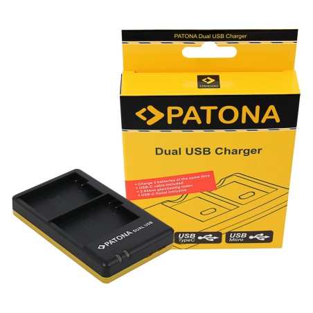 Podwójna szybka ładowarka PATONA f.Nikon EN-EL15, ENEL15 w komplecie. Kabel USB typu C