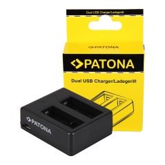 Podwójna ładowarka USB PATONA f. SJCAM SJ4000 SubTig3 Rollei Actioncam 220 300 300 Plus 310 330 415 416 426 inkl. Kabel mikro-US