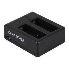 Podwójna ładowarka USB PATONA f. SJCAM SJ4000 SubTig3 Rollei Actioncam 220 300 300 Plus 310 330 415 416 426 inkl. Kabel mikro-US