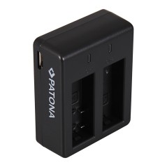 Podwójna ładowarka USB PATONA f. SJCAM SJ4000 SubTig3 Rollei Actioncam 220 300 300 Plus 310 330 415 416 426 inkl. Kabel mikro-US
