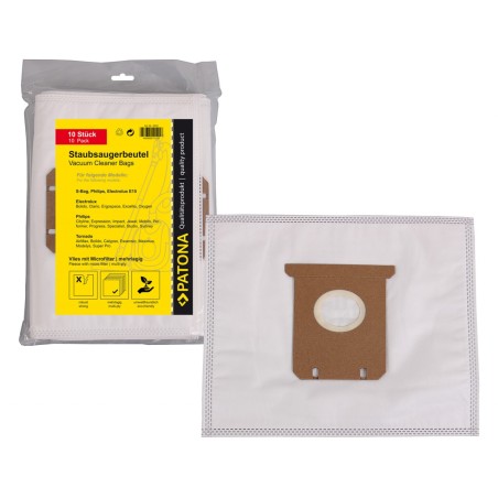 PATONA Worki do odkurzacza 10 szt. z mikrofiltrem do Electrolux E15 / S-Bag / AEG / Philips / Tornado