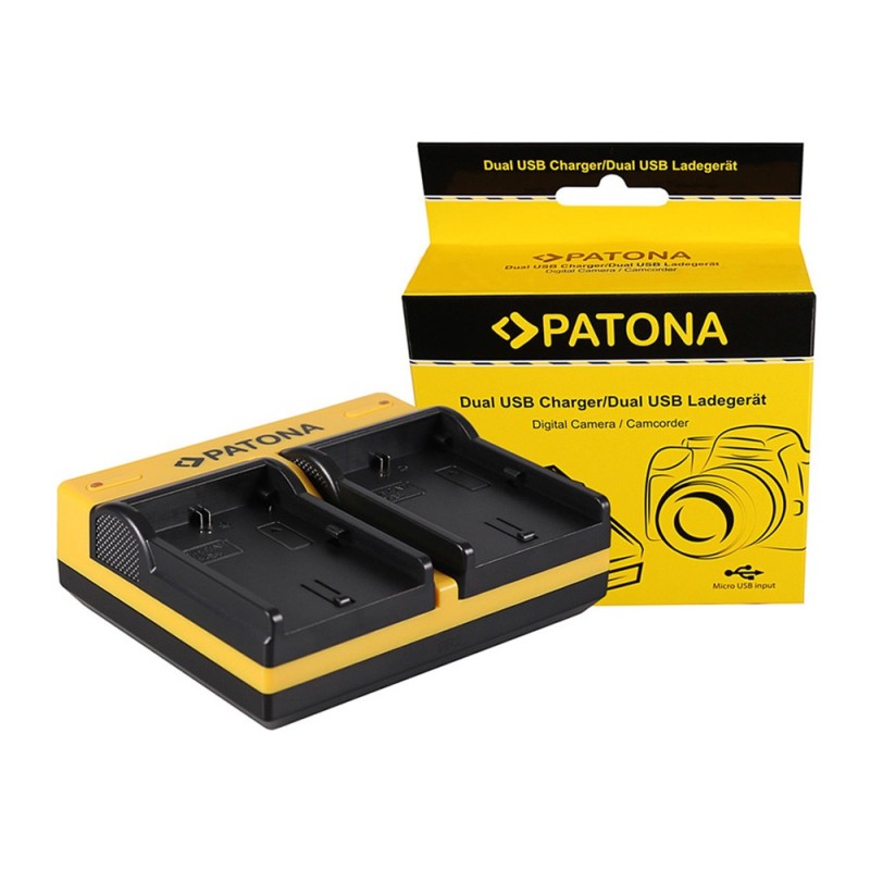 PATONA Podwójna ładowarka f. Canon LP-E6 EOS 5D 60D 60Da 6D 7D EOS70D EOS-70D LP-E6 Mark II w komplecie. Kabel mikro-USB