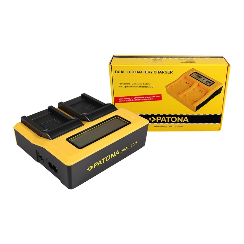 PATONA Ładowarka Dual LCD USB do Canon SLB-10A Ixus 85 IS SLB-10A IXY DIGITAL 25 IS SLB-10A