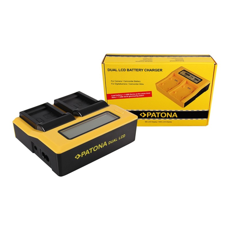 PATONA Dual LCD USB Ładowanie f. Samsung SLB-0837B IA-BH130C IA-BH130LB Digimax i85 L74 szeroki