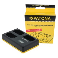 Potrójna ładowarka USB PATONA f. Canon LP-E6 EOS 5D 60D 60Da 6D 7D EOS70D EOS-70D LP-E6 Mark II w komplecie. Kabel USB typu C