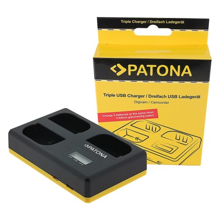 Potrójna ładowarka USB PATONA f. Canon LP-E6 EOS 5D 60D 60Da 6D 7D EOS70D EOS-70D LP-E6 Mark II w komplecie. Kabel USB typu C