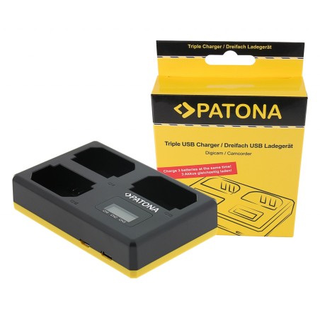 PATONA Ładowarka potrójna USB do Sony NP-FZ100 A7 III A7M3 Alpha 7 III A7 R III A7RM3 Alpha 7 R III A9 Alpha 9 FZ100