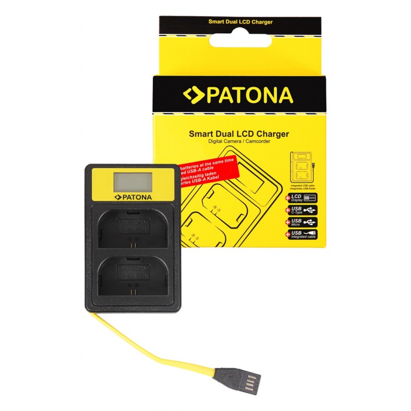 PATONA Smart Dual LCD USB Ładowarka podwójna do Canon LP-E6