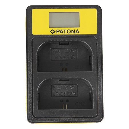 PATONA Smart Dual LCD USB Ładowarka podwójna do Canon LP-E6