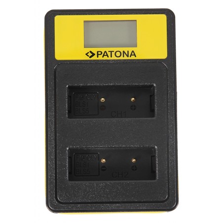 PATONA Smart Dual LCD USB Ładowarka podwójna do Olympus PS-BLS1 PS-BLS5 Fuji NP-140