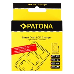 PATONA Inteligentna ładowarka USB z podwójnym wyświetlaczem LCD f. Fuji NP-W126 HS30 EXR HS30EXR HS-30EXR HS33 EXR HS33EXR HS-33