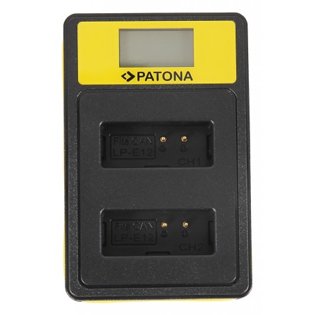 PATONA Smart Dual LCD USB Ładowarka podwójna do Canon LP-E12