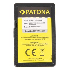 PATONA Smart Dual LCD USB Ładowarka podwójna do Canon NB-13L