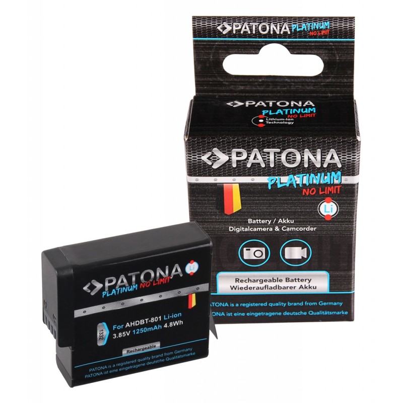 Bateria PATONA Platinum do GoPro Hero 8 AHDBT-801 Hero 7 AHDBT-701 Hero 6 Hero 5 AHDBT-501