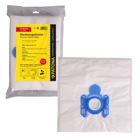 Worek do odkurzacza PATONA 10 z wielowarstwowym polarem w komplecie. Mikrofiltr f. AEG gr. 28