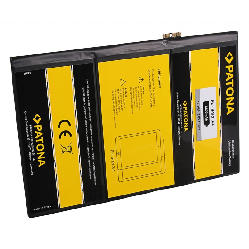 PATONA Bateria f. Apple Ipad 3, Ipad 4 z indywidualnie testowanymi markowymi ogniwami PATONA Bateria f. Apple Ipad 3, Ipad 4 z indywidualnie testowanymi markowymi ogniwami